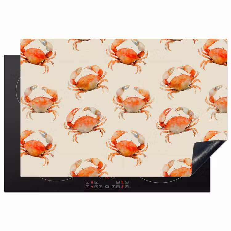 Krabben - Patroon - Oranje Inductie beschermer vinyl 3mm klein 276 -3d
