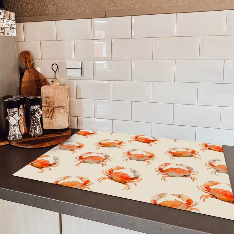 Krabben - Patroon - Oranje Inductie beschermer vinyl 3mm klein 276 -sfeer3