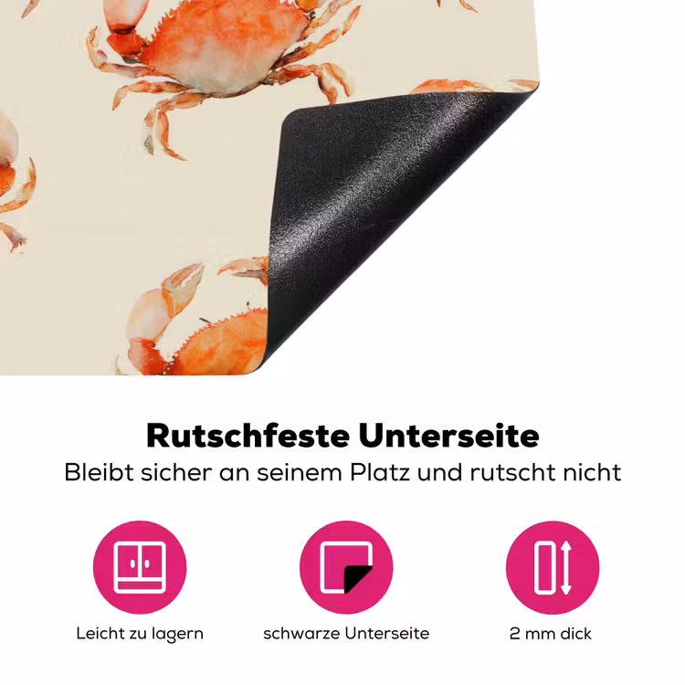 Krabben - Patroon - Oranje Inductie beschermer vinyl 3mm klein 276 -zzzzzzz-lf-onderkant