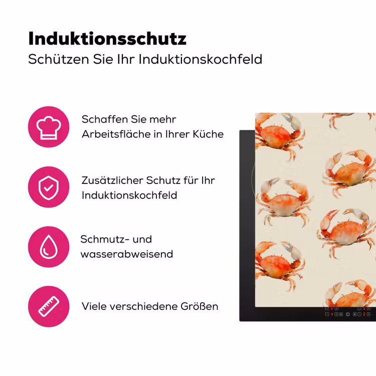 Krabben - Patroon - Oranje Inductie beschermer vinyl 3mm klein 276 -zzzzzzz-lf-ups
