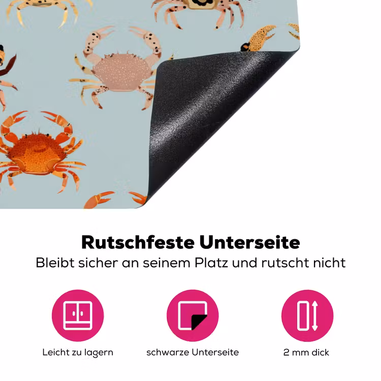 Krabben - Speels - Kleurrijk Inductie beschermer vinyl 3mm klein 276 -zzzzzzz-lf-onderkant