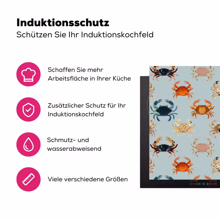 Krabben - Speels - Kleurrijk Inductie beschermer vinyl 3mm klein 276 -zzzzzzz-lf-ups