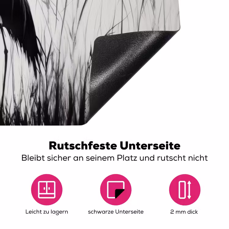 Kraanvogels - Gras - Hartvorm - Zwart Inductie beschermer vinyl 3mm klein -zzzzzzz-lf-onderkant