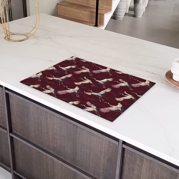 Kraanvogels - Klassiek - Bordeaux Inductie beschermer vinyl 3mm klein 276 -sfeer8