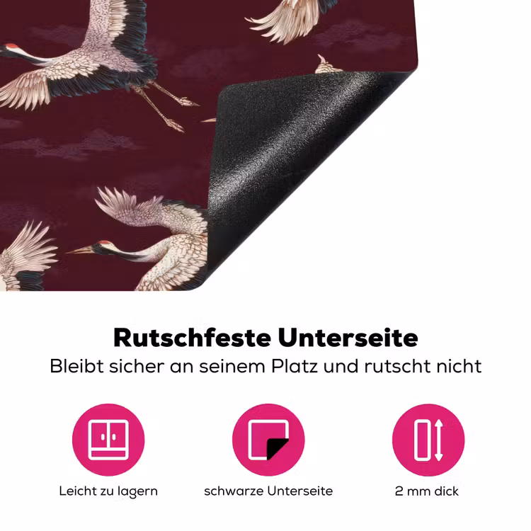 Kraanvogels - Klassiek - Bordeaux Inductie beschermer vinyl 3mm klein 276 -zzzzzzz-lf-onderkant