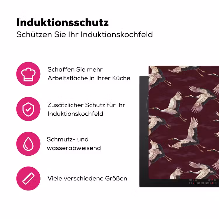 Kraanvogels - Klassiek - Bordeaux Inductie beschermer vinyl 3mm klein 276 -zzzzzzz-lf-ups