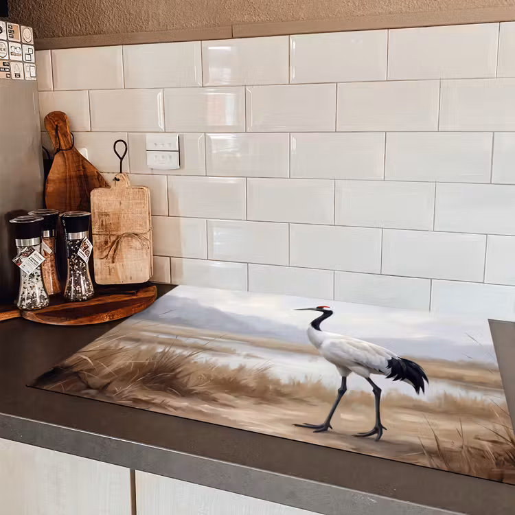Kraanvogel - Natuur - Realistisch Inductie beschermer vinyl 3mm klein -sfeer3