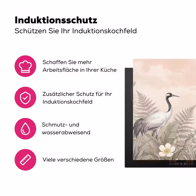 Kraanvogels - Natuur - Roze Inductie beschermer vinyl 3mm klein -zzzzzzz-lf-ups