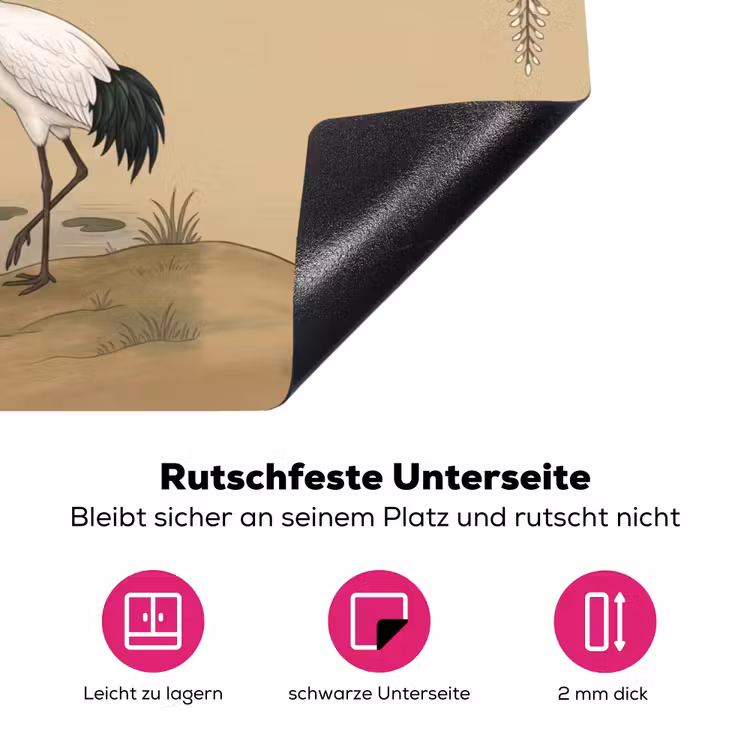 Kraanvogels - Water - Beige Inductie beschermer vinyl 3mm klein -zzzzzzz-lf-onderkant