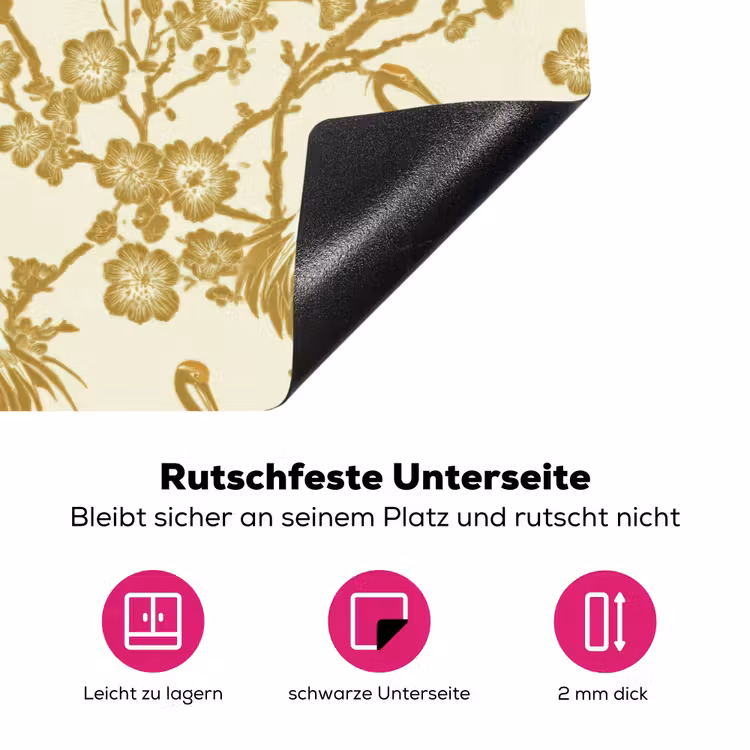 Kraanvogels - Kersenbloesem - Goud Inductie beschermer vinyl 3mm klein 276 -zzzzzzz-lf-onderkant