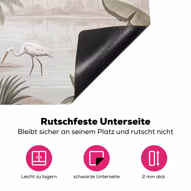Kraanvogels - Palmbomen - Tropisch Inductie beschermer vinyl 3mm klein -zzzzzzz-lf-onderkant
