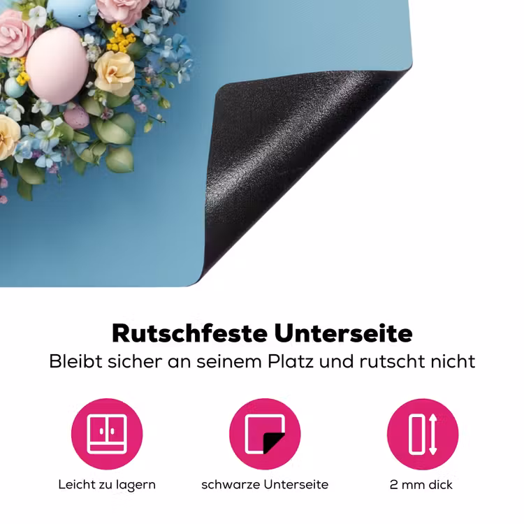 Krans - Eieren - Bloemen Inductie beschermer vinyl 3mm klein -zzzzzzz-lf-onderkant