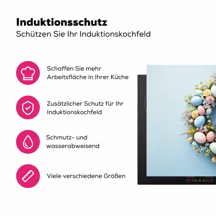 Krans - Eieren - Bloemen Inductie beschermer vinyl 3mm klein -zzzzzzz-lf-ups