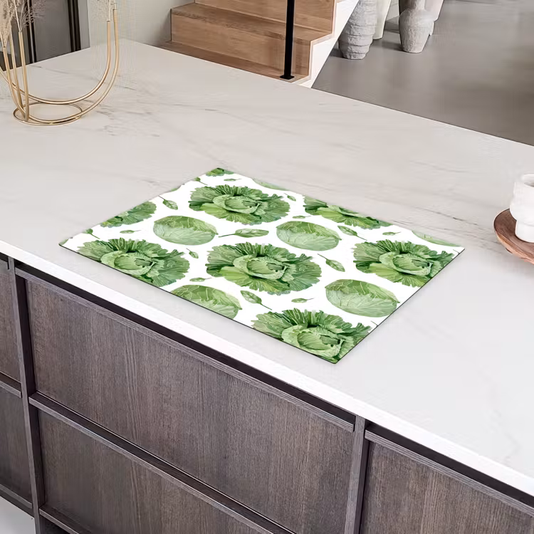 Kool - Bladgroen - Wit - Patroon Inductie beschermer vinyl 3mm klein 276 -sfeer8