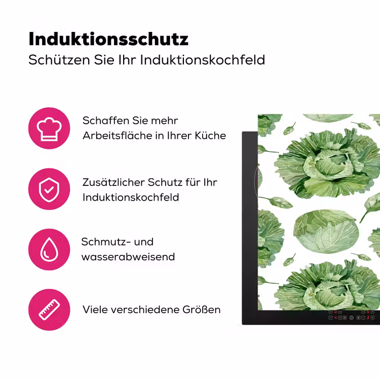 Kool - Bladgroen - Wit - Patroon Inductie beschermer vinyl 3mm klein 276 -zzzzzzz-lf-ups
