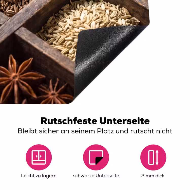 Herdabdeckplatte - Kräuter – Holz – Essen - Kruiden - Houten - Eten Inductie beschermer vinyl 3mm middel