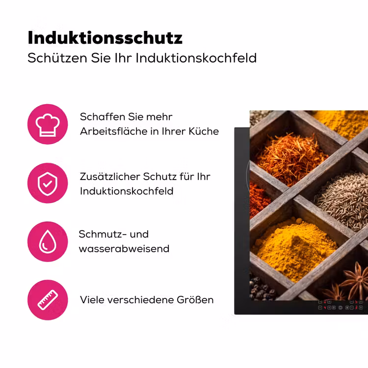 Herdabdeckplatte - Kräuter – Holz – Essen - Kruiden - Houten - Eten Inductie beschermer vinyl 3mm middel