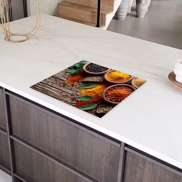 Kruiden - Houtstructuur - Koken - Specerijen Inductie beschermer vinyl 3mm middel -sfeer8