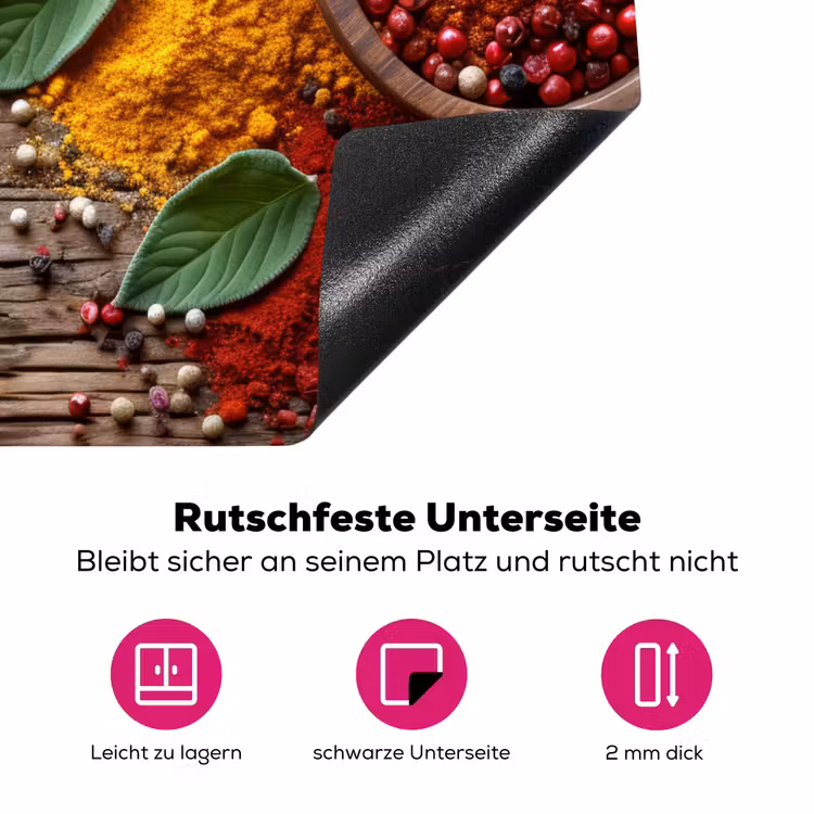 Kruiden - Houtstructuur - Koken - Specerijen Inductie beschermer vinyl 3mm middel -zzzzzzz-lf-onderkant