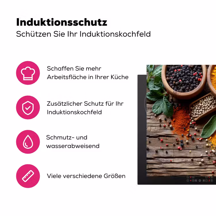 Kruiden - Houtstructuur - Koken - Specerijen Inductie beschermer vinyl 3mm middel -zzzzzzz-lf-ups