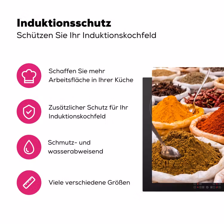 Herdabdeckplatte - Kräuter – Markt – Essen - Kruiden - Markt - Eten Inductie beschermer vinyl 3mm middel