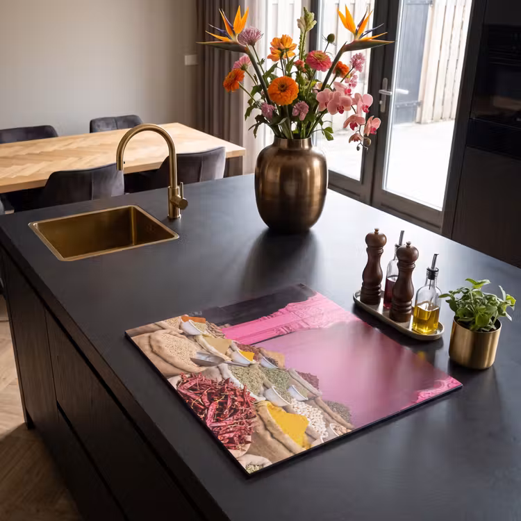 Herdabdeckplatte - Kräuter – Markt – Rosa - Kruiden - Markt - Roze Inductie beschermer vinyl 3mm middel