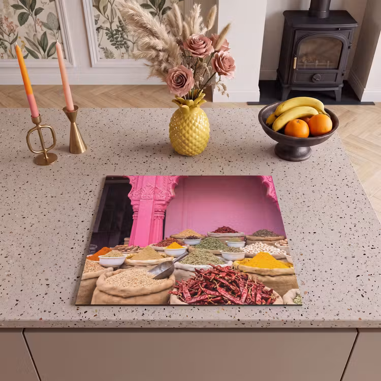 Herdabdeckplatte - Kräuter – Markt – Rosa - Kruiden - Markt - Roze Inductie beschermer vinyl 3mm middel