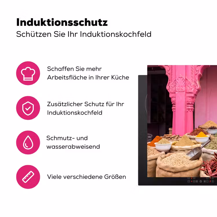 Herdabdeckplatte - Kräuter – Markt – Rosa - Kruiden - Markt - Roze Inductie beschermer vinyl 3mm middel