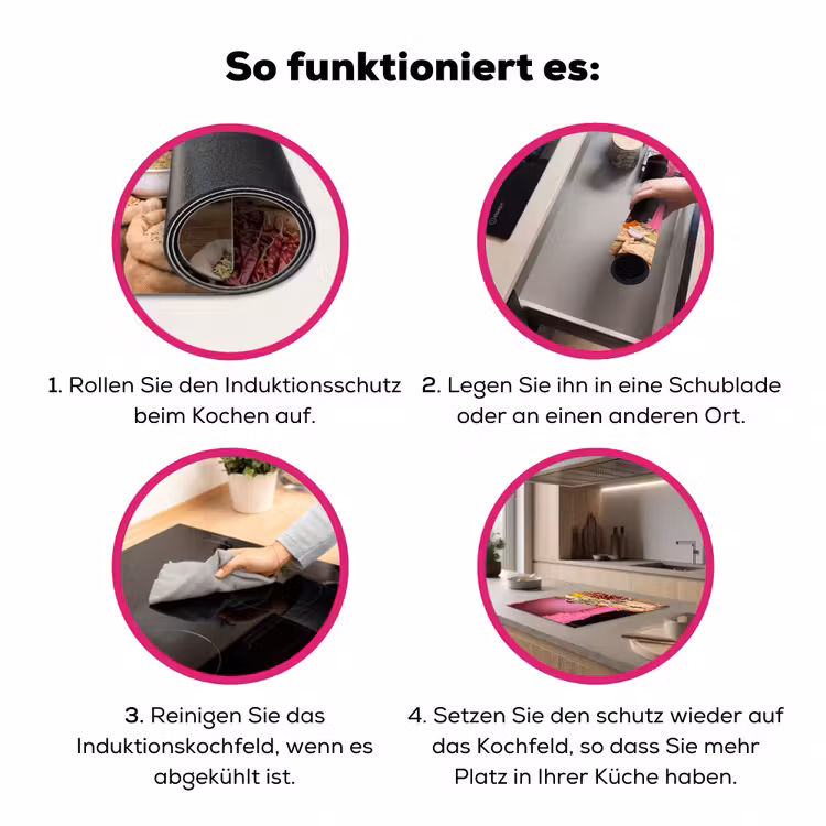 Herdabdeckplatte - Kräuter – Markt – Rosa - Kruiden - Markt - Roze Inductie beschermer vinyl 3mm middel