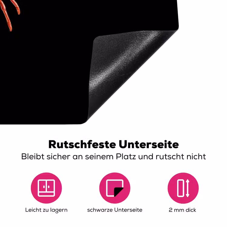 Kreeft - Glossier Rood - Zwart Inductie beschermer vinyl 3mm klein -zzzzzzz-lf-onderkant