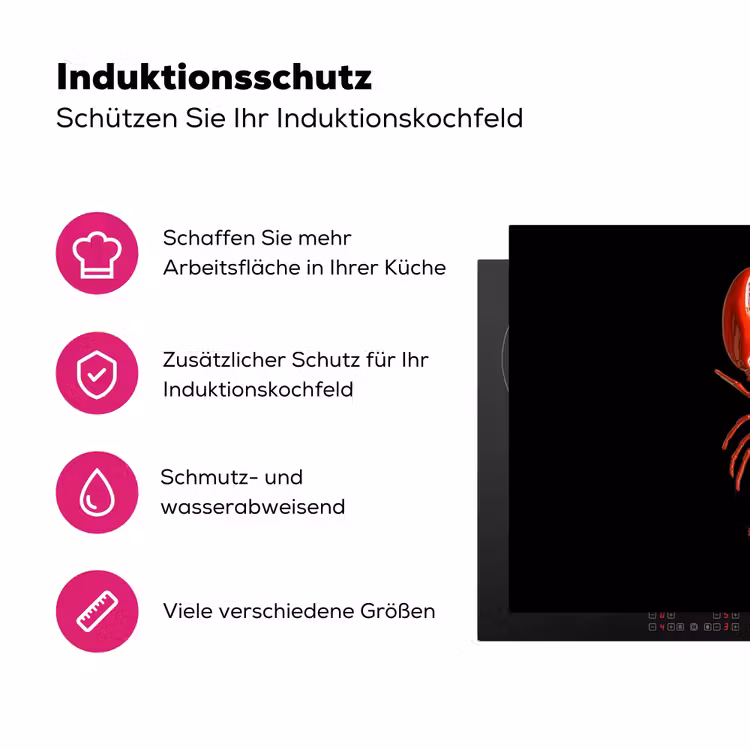 Kreeft - Glossier Rood - Zwart Inductie beschermer vinyl 3mm klein -zzzzzzz-lf-ups