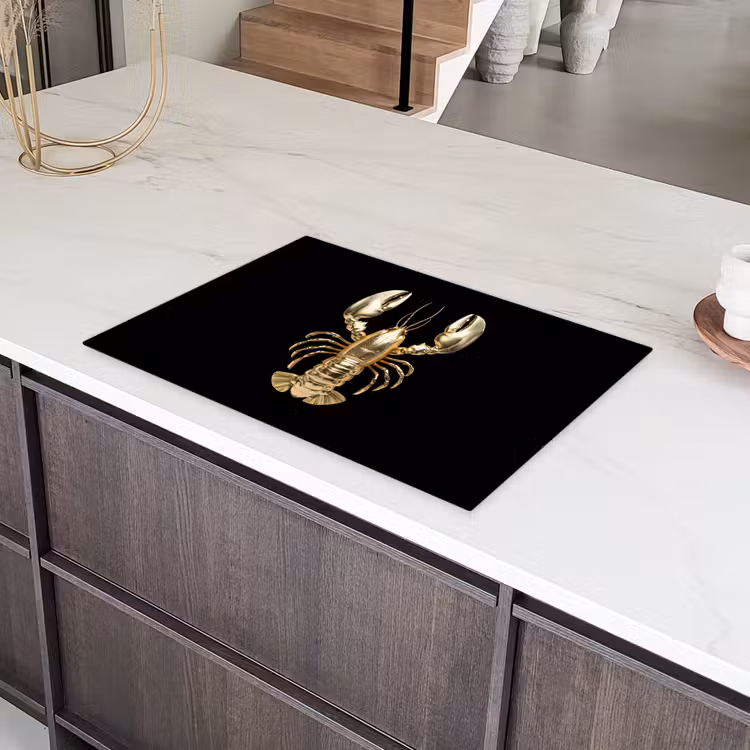 Kreeft - Goud - Textuur - Zwart Inductie beschermer vinyl 3mm klein -sfeer8