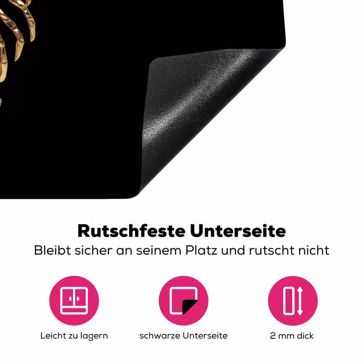 Kreeft - Goud - Textuur - Zwart Inductie beschermer vinyl 3mm klein -zzzzzzz-lf-onderkant