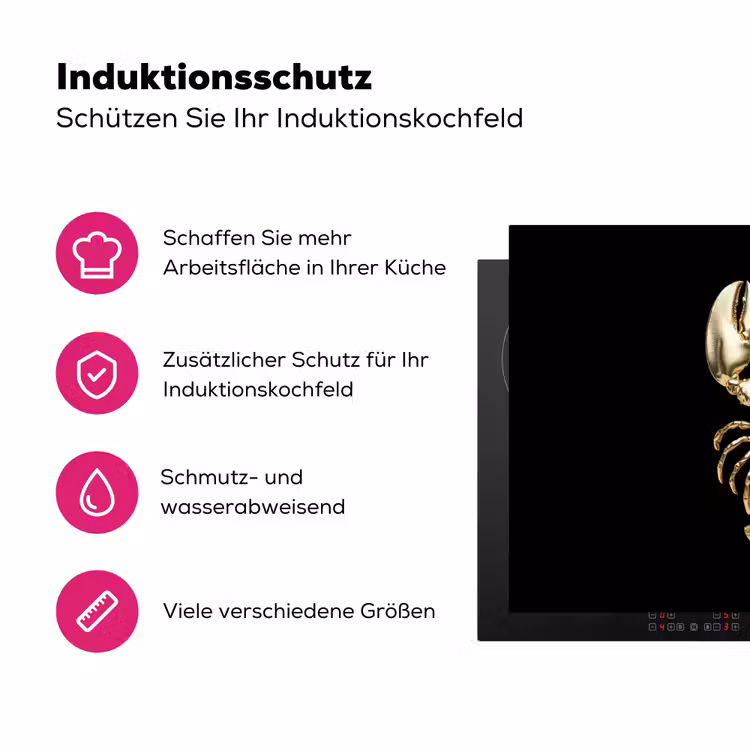 Kreeft - Goud - Textuur - Zwart Inductie beschermer vinyl 3mm klein -zzzzzzz-lf-ups