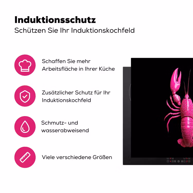 Kreeft - Felroze - Stippen - Opvallend Inductie beschermer vinyl 3mm middel -zzzzzzz-lf-ups