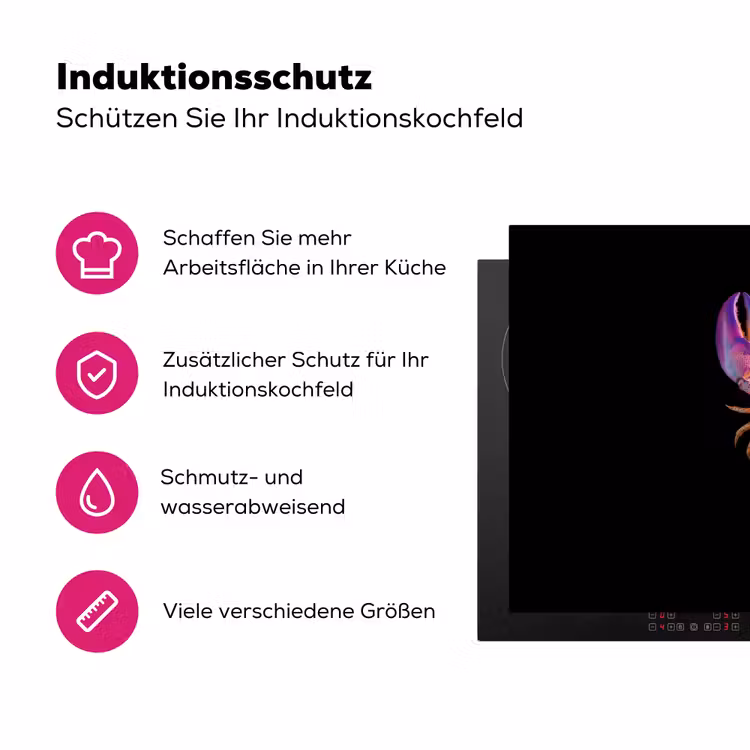 Kreeft - Paars - Roze - Zwart - Stippen - Lila Inductie beschermer vinyl 3mm klein -zzzzzzz-lf-ups
