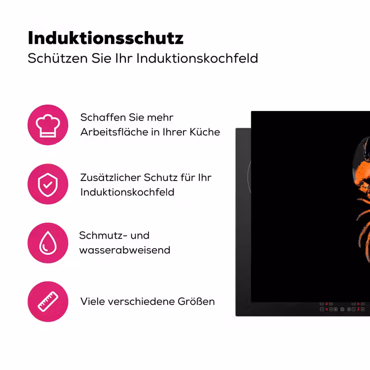 Kreeft - Oranje - Zwart - Modern Inductie beschermer vinyl 3mm klein -zzzzzzz-lf-ups