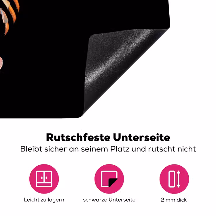 Kreeft - Roze - Zacht - Zwart Inductie beschermer vinyl 3mm klein -zzzzzzz-lf-onderkant
