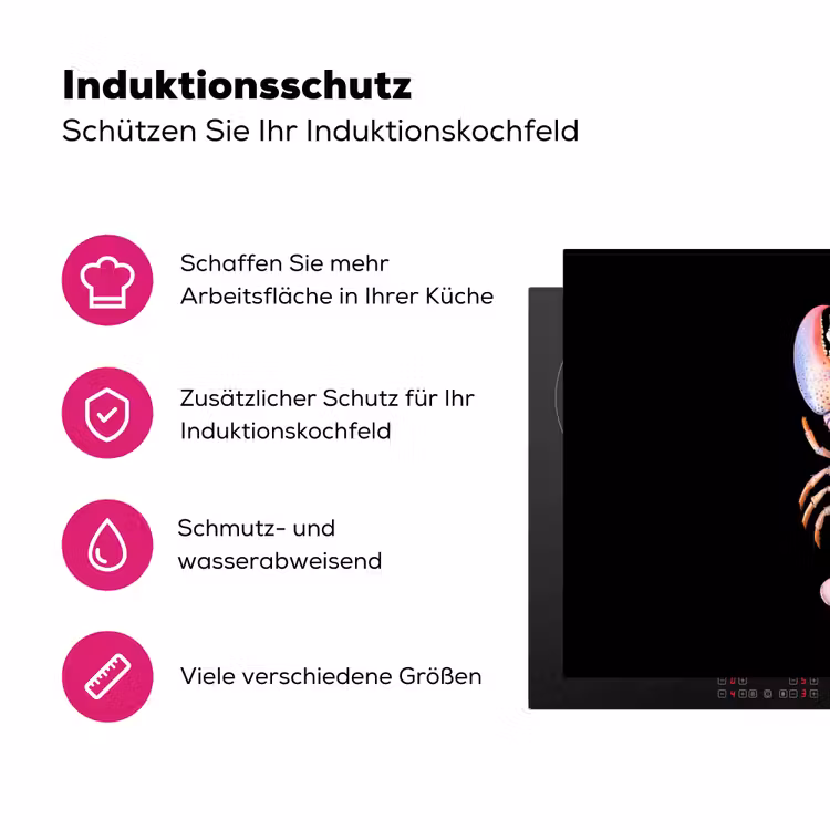 Kreeft - Roze - Zacht - Zwart Inductie beschermer vinyl 3mm klein -zzzzzzz-lf-ups
