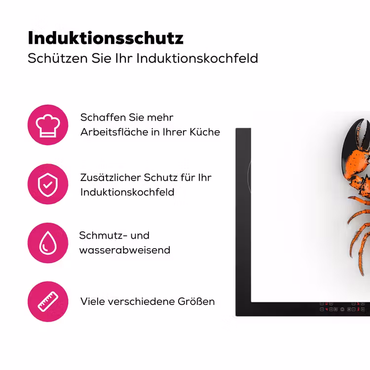 Kreeft - Zwart - Oranje - Wit - Uniek Inductie beschermer vinyl 3mm klein -zzzzzzz-lf-ups