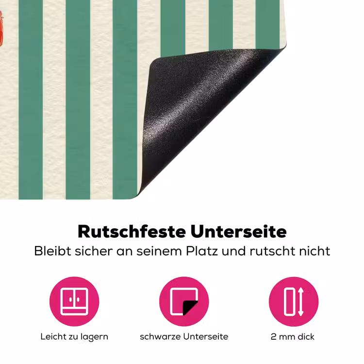 Kreeft - Strepen - Realistisch - Zomers Inductie beschermer vinyl 3mm klein -zzzzzzz-lf-onderkant