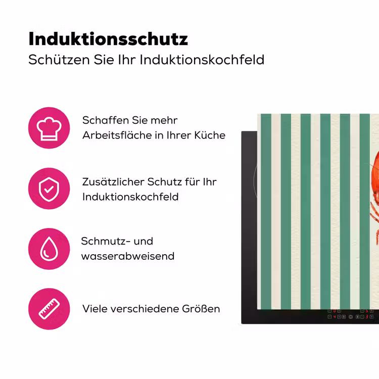 Kreeft - Strepen - Realistisch - Zomers Inductie beschermer vinyl 3mm klein -zzzzzzz-lf-ups
