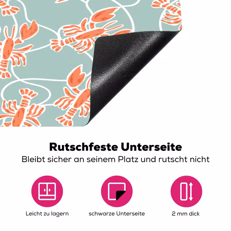 Zee - Kreeft - Groen - Oranje Inductie beschermer vinyl 3mm klein 276 -zzzzzzz-lf-onderkant