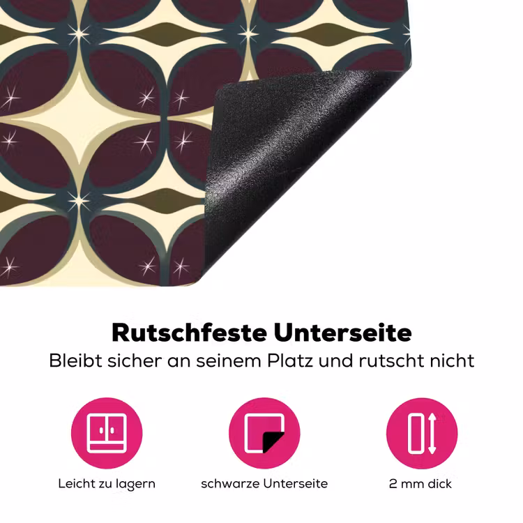 Cirkel - Retro - Kleurrijk Inductie beschermer vinyl 3mm klein 276 -zzzzzzz-lf-onderkant