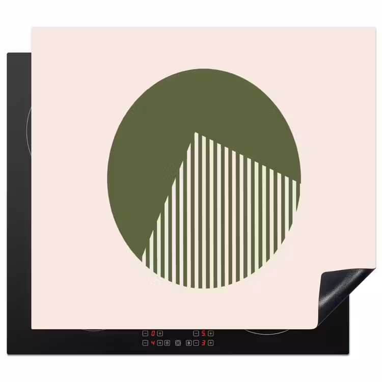 Cirkel - Strepen - Geometrisch - Abstract - Groen Inductie beschermer vinyl 3mm middel -3d