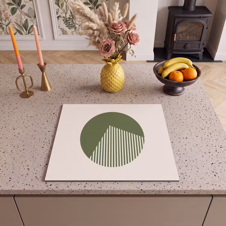Cirkel - Strepen - Geometrisch - Abstract - Groen Inductie beschermer vinyl 3mm middel -sfeer3