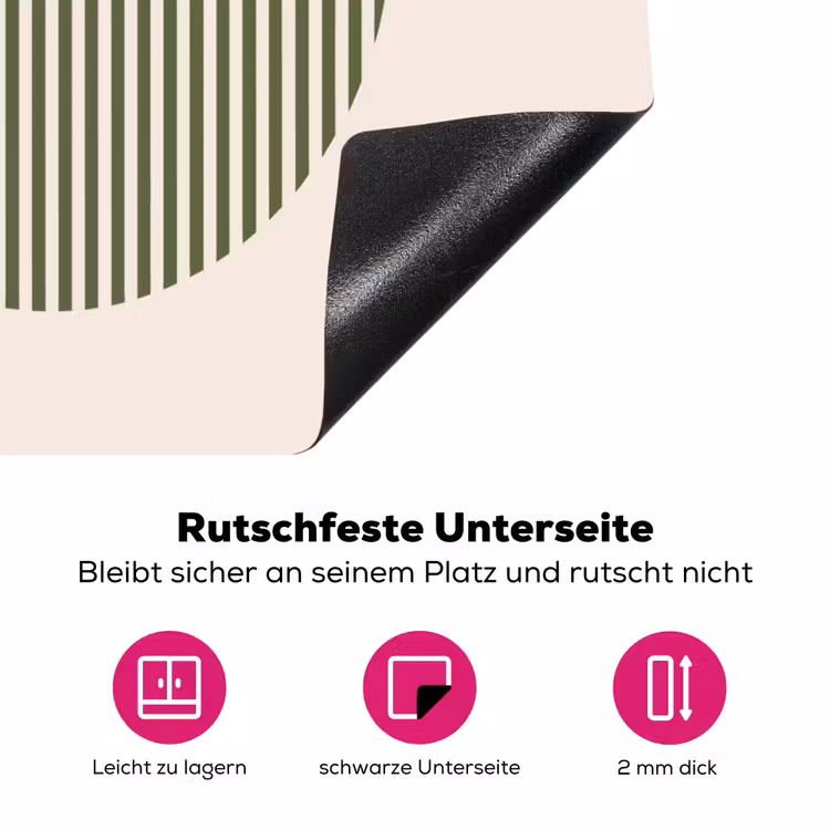 Cirkel - Strepen - Geometrisch - Abstract - Groen Inductie beschermer vinyl 3mm middel -zzzzzzz-lf-onderkant