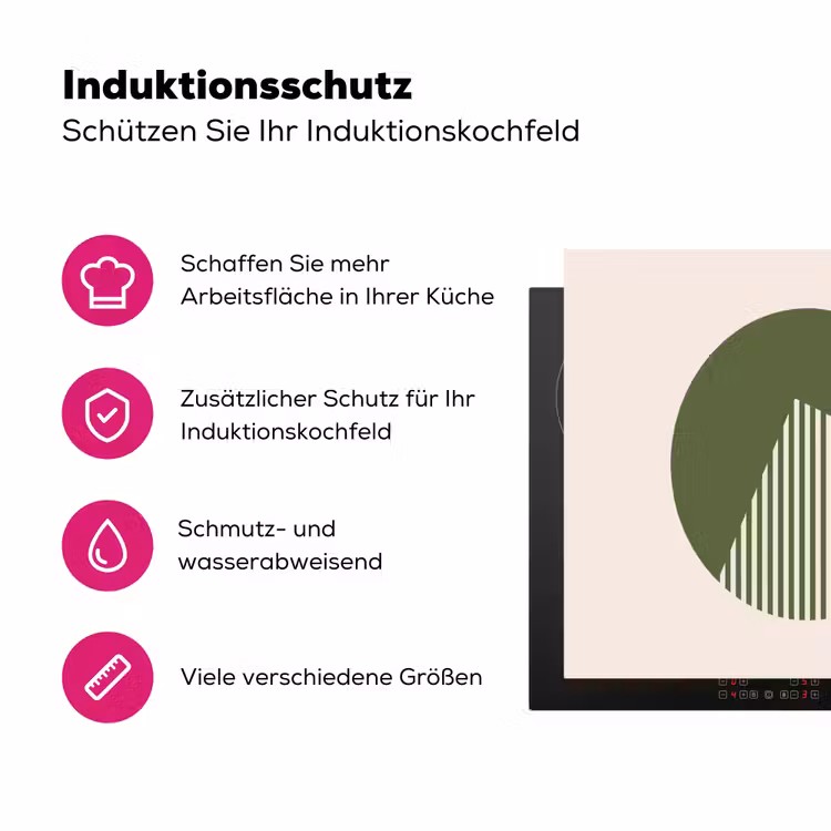 Cirkel - Strepen - Geometrisch - Abstract - Groen Inductie beschermer vinyl 3mm middel -zzzzzzz-lf-ups