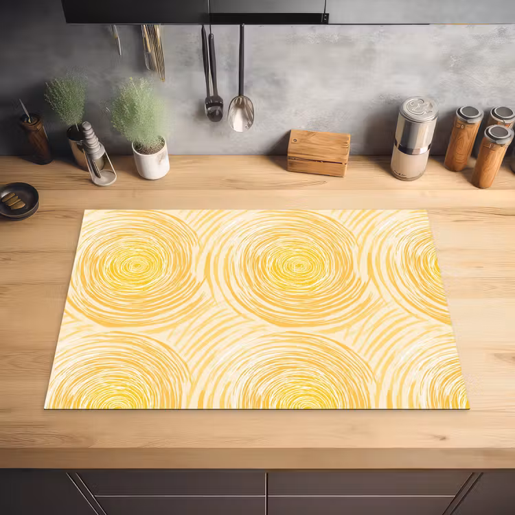 Cirkels - Abstract - Artistiek - Geel Inductie beschermer vinyl 3mm klein 276 -sfeer5