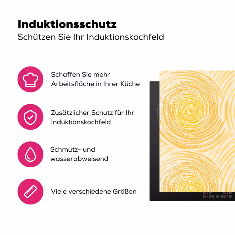 Cirkels - Abstract - Artistiek - Geel Inductie beschermer vinyl 3mm klein 276 -zzzzzzz-lf-ups